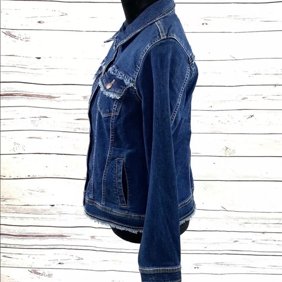 NEW Karl Lagerfeld Paris Denim Jacket frayed M - Picture 4 of 8